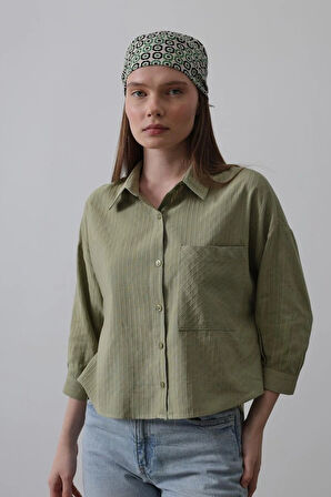 Cepli Kısa Kesim Gömlek  Haki