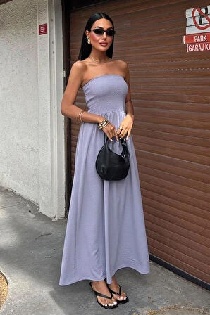 Göğsü Gipeli traplez Elbise 2878