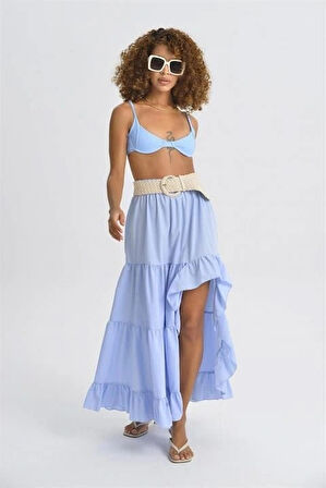 Audrey Fıfrlı Yırtmaç Detay Etek 4037