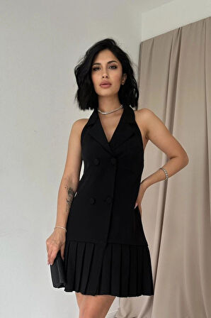 iyah ırtı Açık Ceket Yakalı Elbise