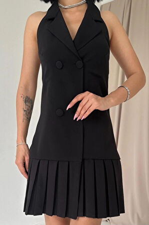 iyah ırtı Açık Ceket Yakalı Elbise