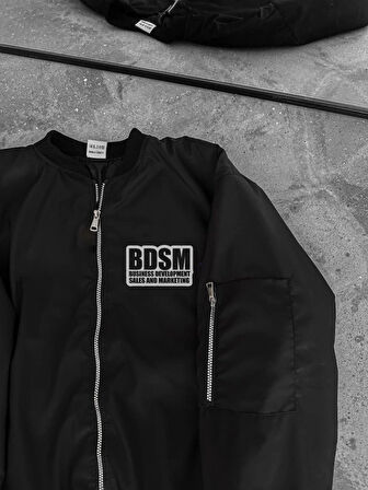 İçi Kapitone Astarlı Tam Kalıp Baskılı Bomber Ceket  iyah