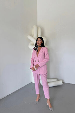 KETEN CEKET  PANTOLON TAKIM  Pembe