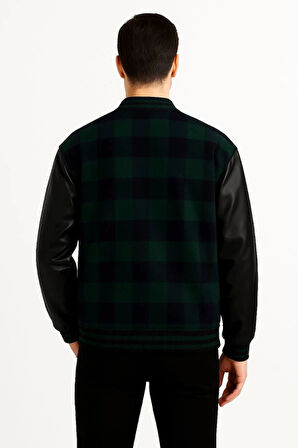 Kolları uni Deri Içi Astarlı Oduncu Kolej Içi Ceket  Haki