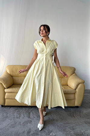 KOLUZ VATKALI ÖNDEN DÜĞELİBEL PEN DETAYLI POPLİN ELBİE  arı