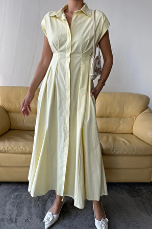 KOLUZ VATKALI ÖNDEN DÜĞELİBEL PEN DETAYLI POPLİN ELBİE  arı