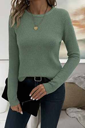 Kadın Uzun Kollu Bisiklet Yaka Triko Kazak