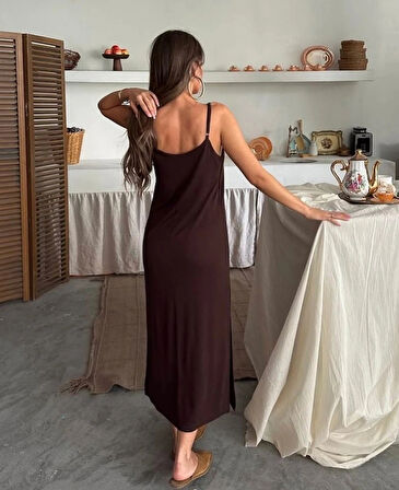 Kadın iyah Asansör Askılı Çift Yırtmaçlı Helen Elbise