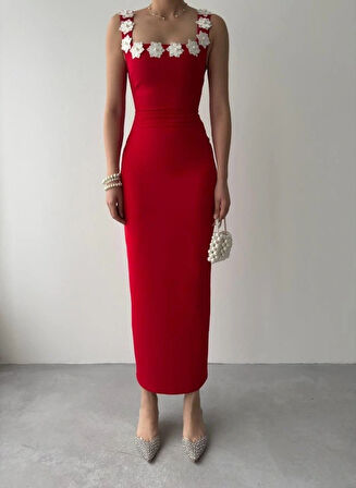 ıng Çiçek Detaylı Elbise