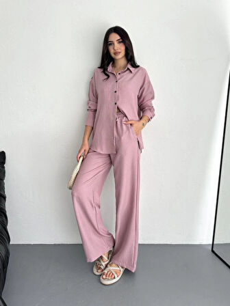 Gömlek Pantolon Ikili Takım  Toz Pembe
