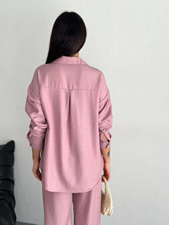 Gömlek Pantolon Ikili Takım  Toz Pembe