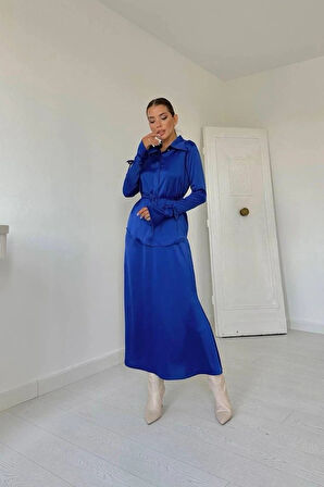 aks Biyeli Gömlek Ve Etek Takım