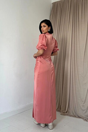 Pudra Büzgülü aten Elbise