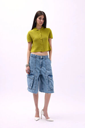 Bebe Yaka Düğmeli Bluz