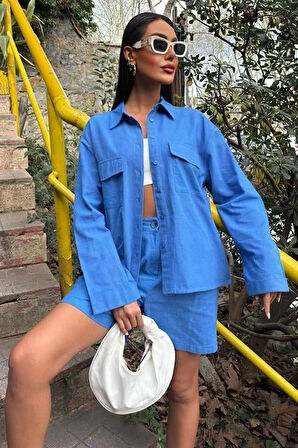 Gömlek Ve Şort Flamlı Keten Takım 10130