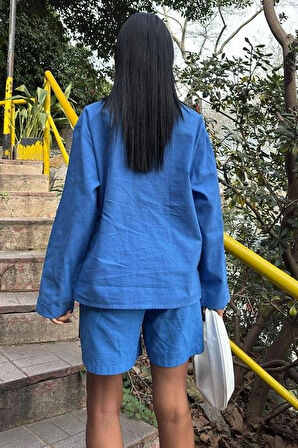 Gömlek Ve Şort Flamlı Keten Takım 10130