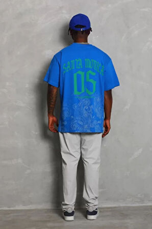 Unisex Oversize Baskılı Bisiklet Yaka Thirt  avi