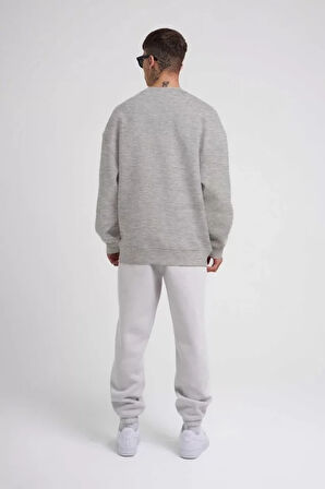 Unisex Biskilet Yaka Üç İplik weathirt  Gri