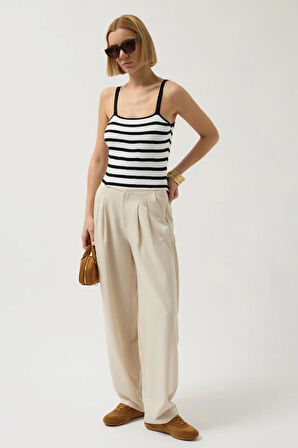 Çizgili Askılı Bluz