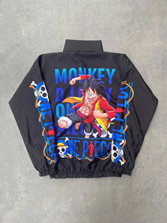 Unisex Fermuarlı Dijital Baskılı Rüzgarlik  iyah