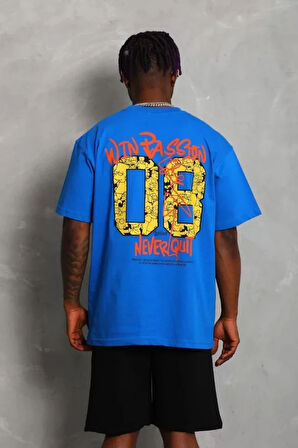 Unisex Oversize Baskılı Bisiklet Yaka Thirt  avi