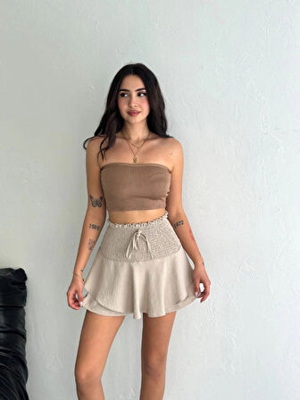 Ayrobin Şortlu Etek  Bej