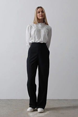 Beli Yarım Lastikli Palazzo Pantolon  Lacivert