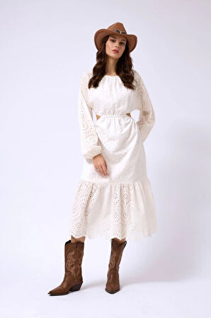 Sırt Dekolteli Brode Elbise