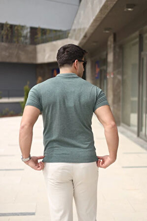 Erkek Polo Yaka Fermuar Detaylı Tişört
