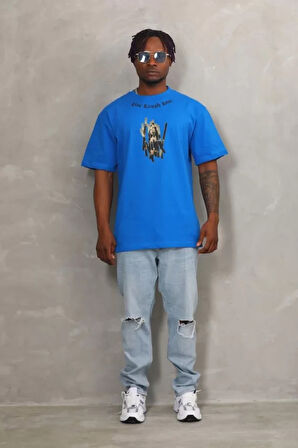 Unisex Oversize Baskılı Bisiklet Yaka Thirt  avi