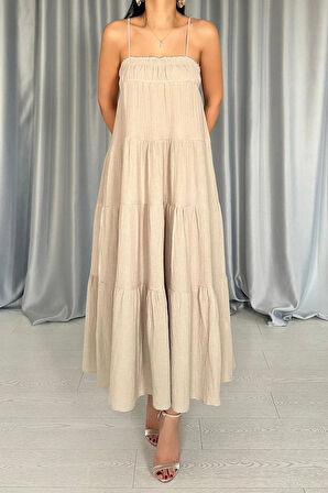 Taş Askılı Parçalı üslin Elbise