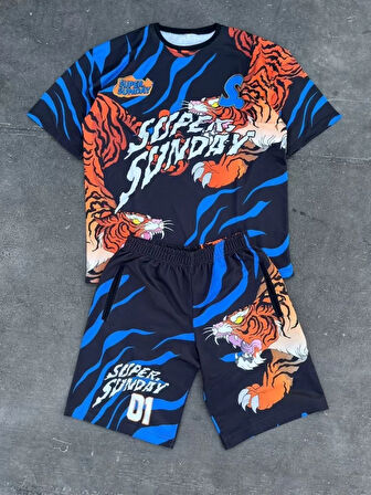 Erkek Dijital Baskılı Şortlu Takım  avi