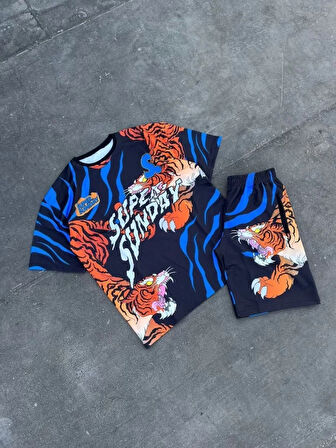 Erkek Dijital Baskılı Şortlu Takım  avi
