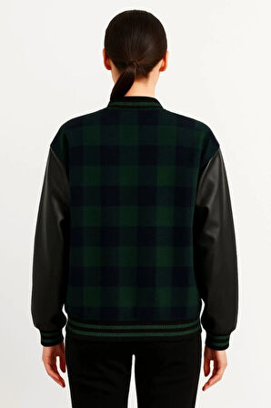 Kolları uni Deri Içi Astarlı Oduncu Kolej Içi Ceket  Haki