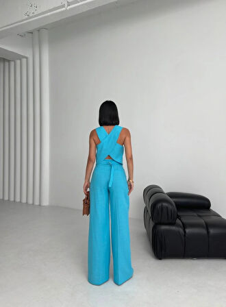 Keten Sirti Çapraz Geçi̇şli̇ Cepken Pantolon Takim