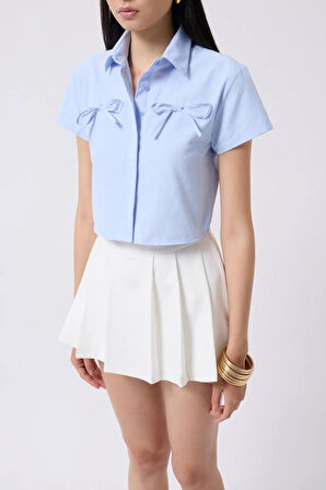 Kurdele Detay Crop Gömlek