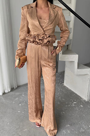 JAKARI BUZU TAARI DETAYI CEKETPANTOONBUZ 3 Ü TAKI  Bej