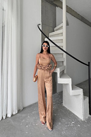 JAKARI BUZU TAARI DETAYI CEKETPANTOONBUZ 3 Ü TAKI  Bej