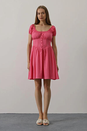 Beli Korseli ini Elbise  Fuşya