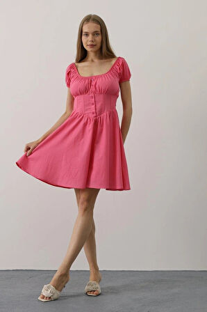 Beli Korseli ini Elbise  Fuşya