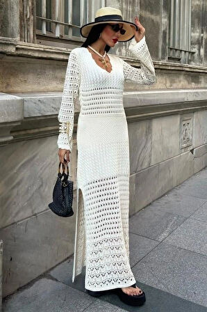 Ajur Detaylı İspanyol Kol Elbise 2840