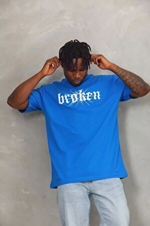 Unisex Oversize Baskılı Bisiklet Yaka Thirt  avi