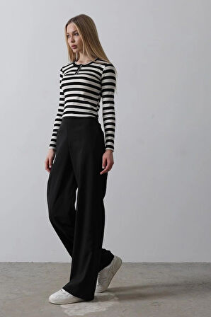 Beli Yarım Lastikli Palazzo Pantolon  iyah