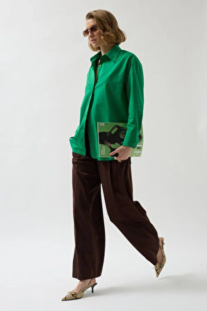 ırt Dekolteli Bağcıklı Gömlek