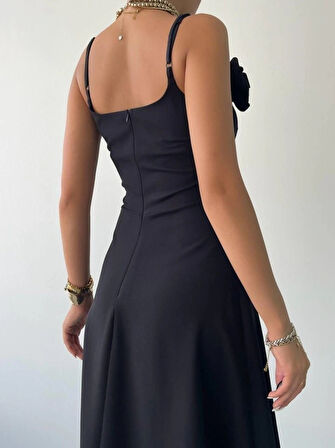 Matilda Gül İp Askılı Elbise