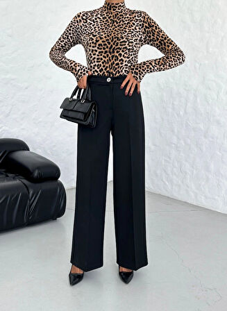 230 Gr Poly Viscose Lycra Metal Düğme Palazzo Pantolon