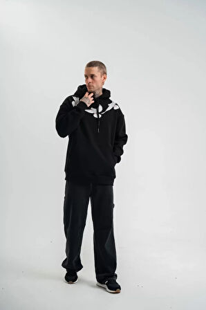 Unisex Uzun Kol Bisiklet Yaka Yıkamalı weathirt  iyah