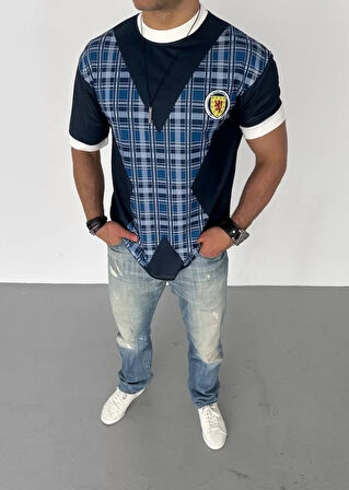 Unisex Bisiklet Yaka Baskılı Oversize Thirt  iyah