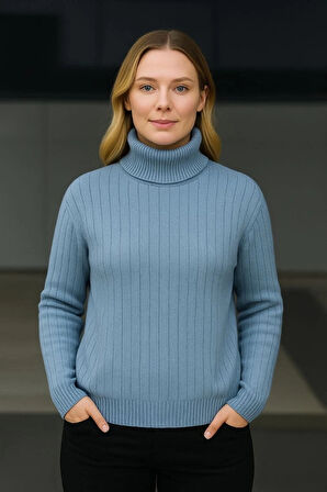 Balıkcı Yaka Bağazlı Triko Kazak Pamuklu Kalın Fitilli Dokuma  Bebek avisi