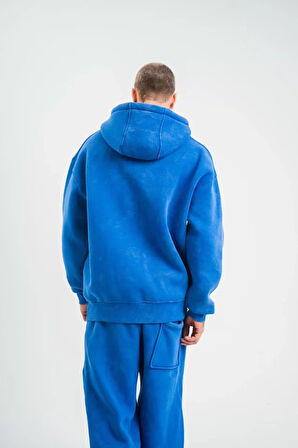 Unisex Double Oversize Kapşonlu Yıkamalı weathirt  avi
